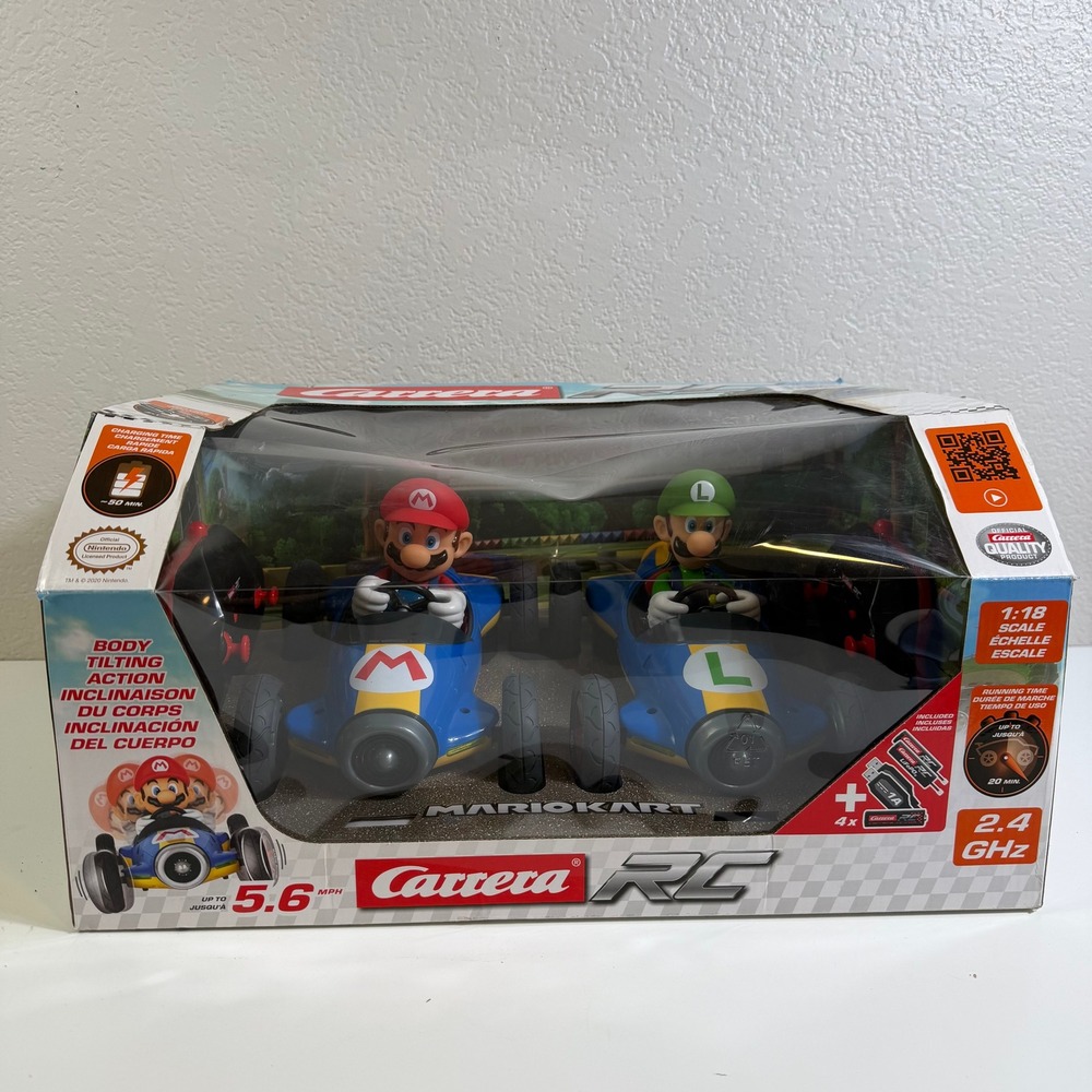 Carrera RC Nintendo Mario Kart Mach 8 Mario & Luigi 1:18 Scale RC Car Set New